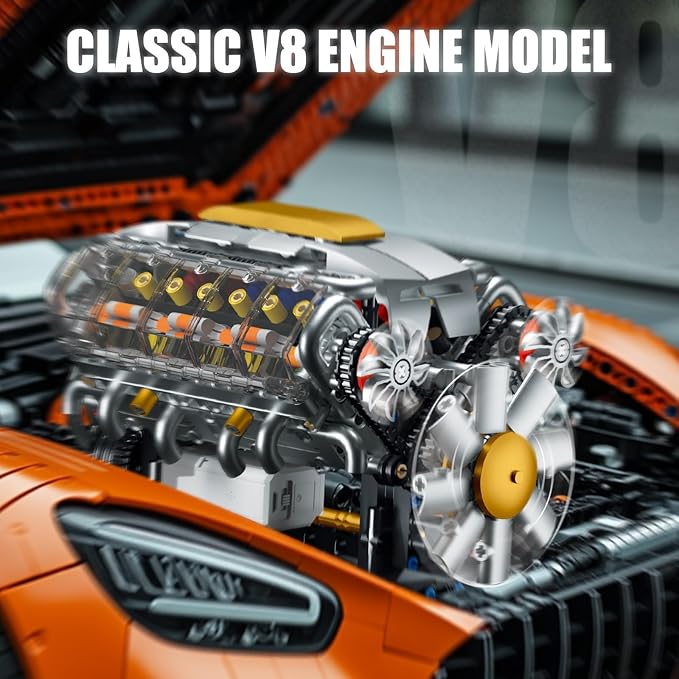 Ideas V8 Engine Building Kit for Adults, Build Your Own MOC Mini V8 Engine Model Toy for Display, Compatible with Lego Sets for Boys 8-14, STEM Building Project for Kids & Teens (692 PCS)