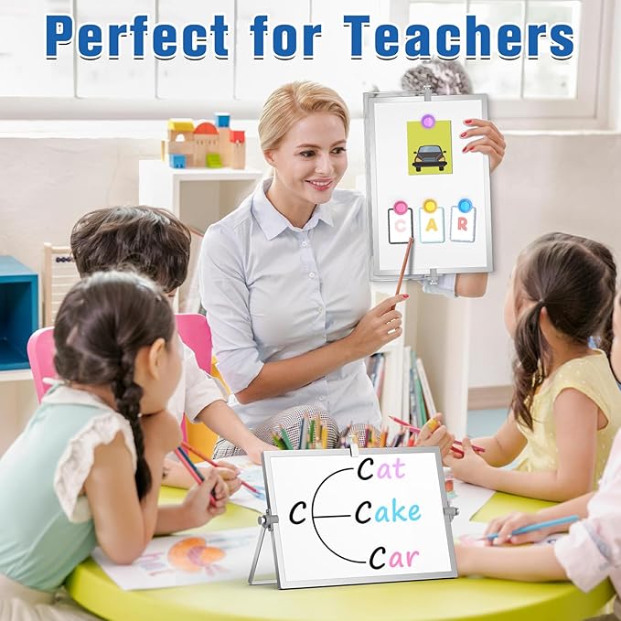 Grtard Small White Board, 12''x 8'' Small Dry Erase Board for Kids, Magnetic Dry Erase Board with Stand, Desktop Whiteboard with Stand, Desk Whiteboard, Double-Sided White Board for Kids, ToDo List