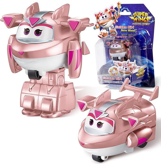 Super Wings Transformer Toys, 2 in Golden Girl Robot Transformer Action Figures, 2-in-1 Mode Robot Transformer Toys for Boys Girls 4-6 6-8, Fun Plane Toys for Boys Toddlers Kids Age 3 4 5 6 7 8