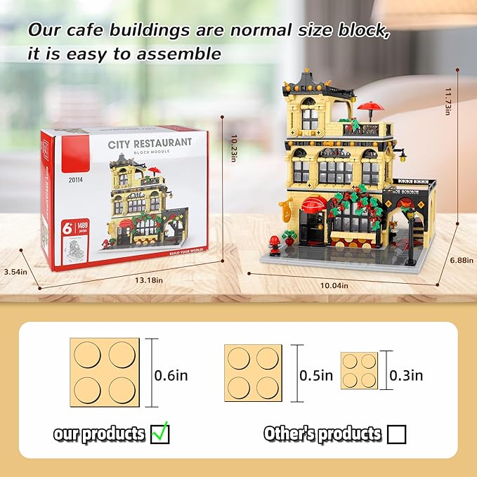 City Restaurant Building Block Set- Compatible with Lego City Buildings House, Creator House Experts Assembly Square Building Sets for Adult (1489 pcs)