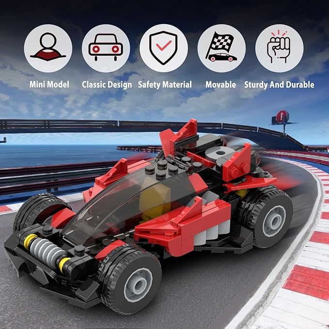 ZYLEGEN Sports Car MOC Building Block,Speed Champions Racing Cars Blocks Building Sets Toys, Technique Cyber Buggy Vehicle DIY Building Bricks for Kids and Adults,Birthday, Christmas Day Gift(Red)
