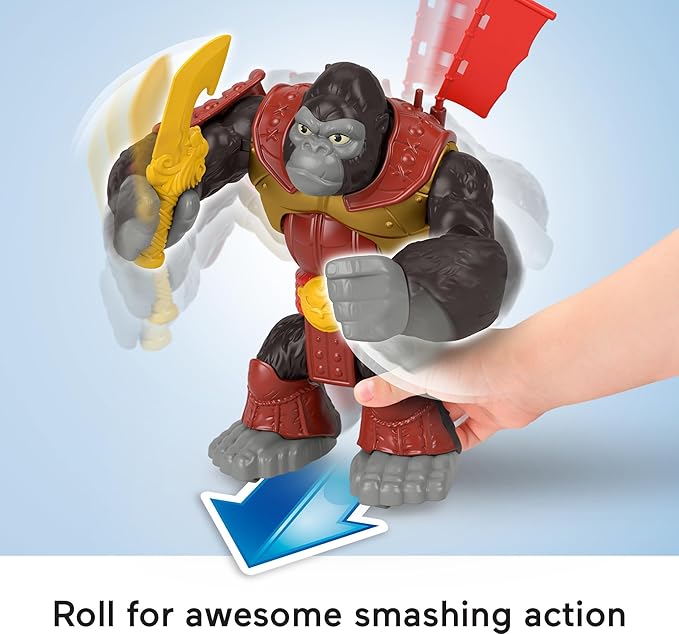 Fisher-Price Imaginext Preschool Toy Silverback Gorilla Smash 8-in Figure with Punching Action & Accessories for Pretend Play Ages 3+ Years