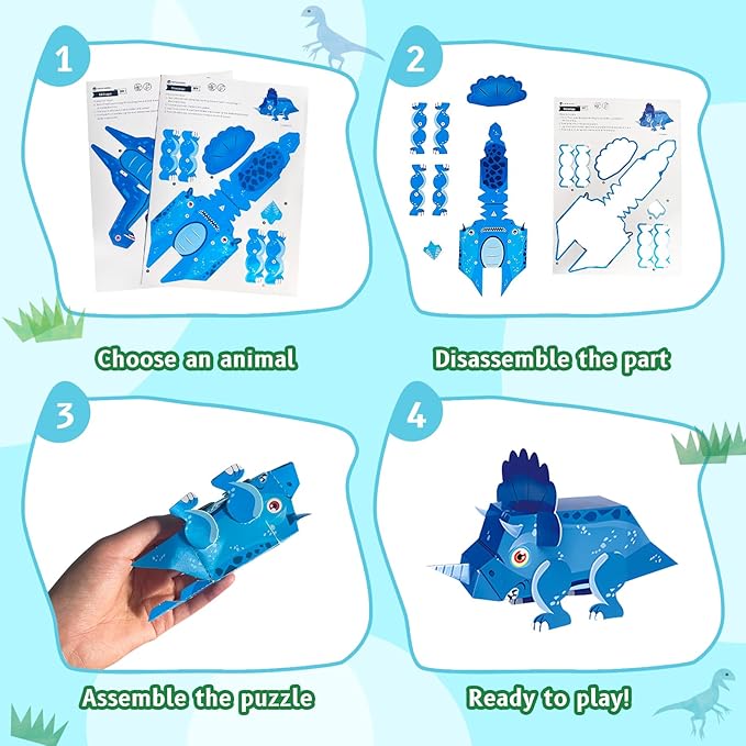 Paper Craft 3D Puzzle DIY Puzz Kits (8 PCS/Kit) Cartoon Art Craft Gift for Kids, No Need Scissors, Include Adhesive Paper, Art Supplies in Class, Cubic Art Decor Paper Model Craft Kit (Mask)