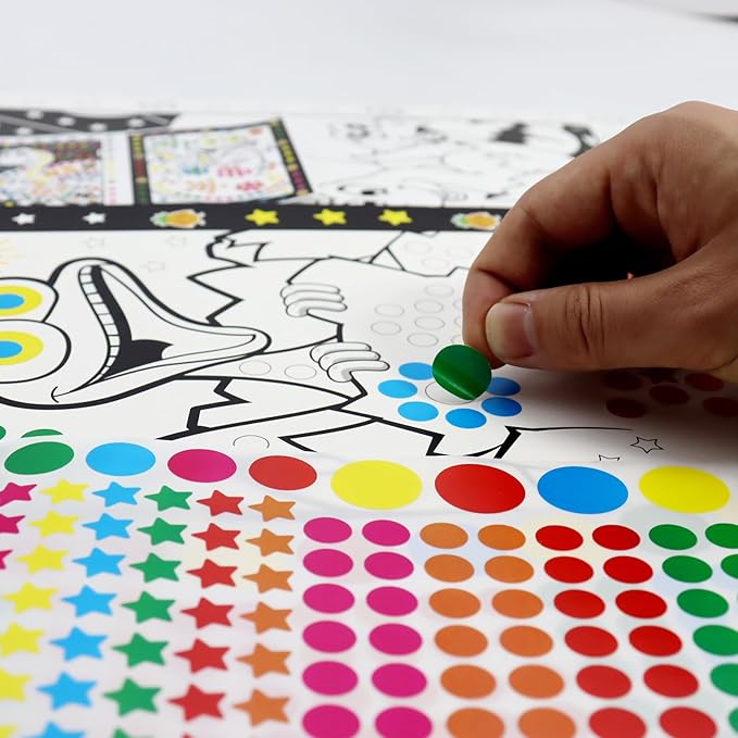 MAYAPHILOS 12 Patterns Fun Puzzle Dot Stickers Toys for Kids, DIY Cute Cartoon Animal Mosaic Art Kits for Girls Boy, Class Painting Craft Kit Christmas Birthday Gift