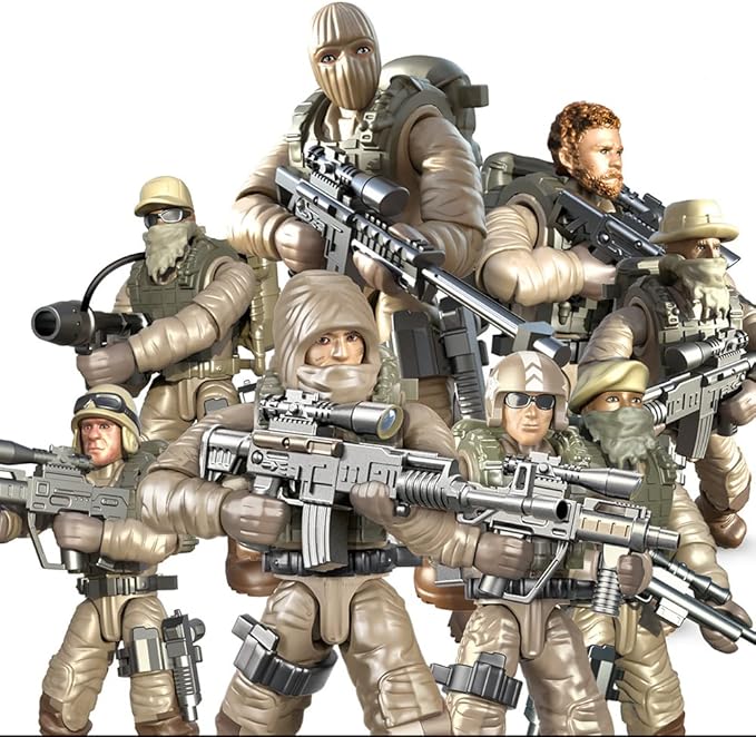 8 PCS Building Block City Policeman Action Mini-Figures with Multiple Military Weapons Accessories SWAT Model Equipment Assembly Building Toys Party Favors Gift for Boys