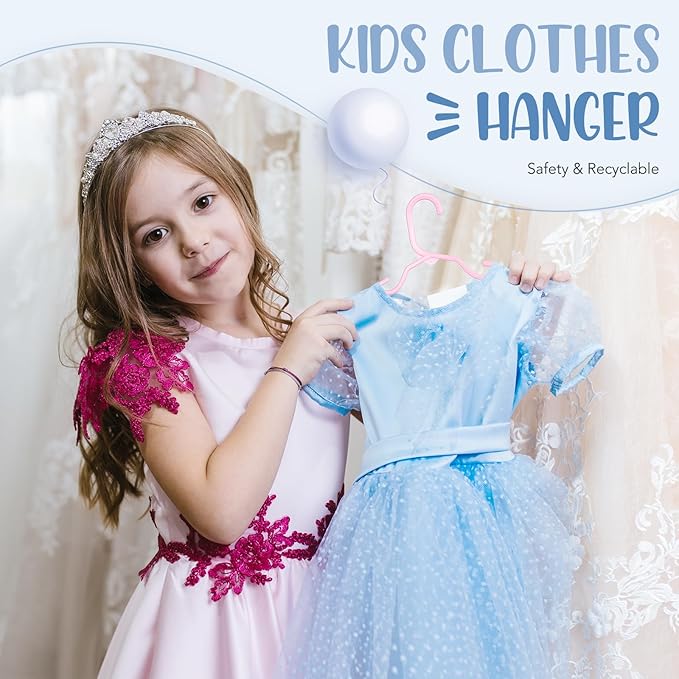 HOUSE DAY Plastic Baby Hangers for Closet 20 Pack, Durable Plastic Kids Hangers for Baby Clothes, Thin & Compact Childrens Hangers, Space Saving Pink Baby Hangers, Small Hangers for Kids Clothes
