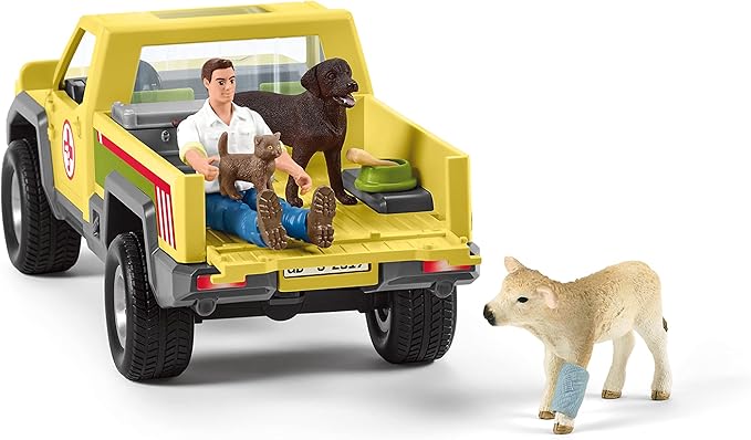 Schleich Vet Visit to the Farm Farm World 12-Piece Veterinarian and Truck Toy Set with Animal Toys for Kids Ages 3-8