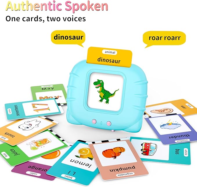 520 ABC Sight Words Talking Flash Cards with Number/Shapes/Letters/Colors, Etc, Preschool-Learning-Activities, Toddler Learning Toys for 1-6 Year Old Boys and Girls, Easter/Birthday Gift, Blue