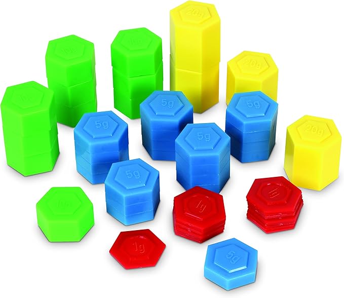 Learning Resources Hexagram Weights - Set of 54 Pieces, Ages 8+ Math Teacher Supplies, Math Learning Tools, Math Games for Kids