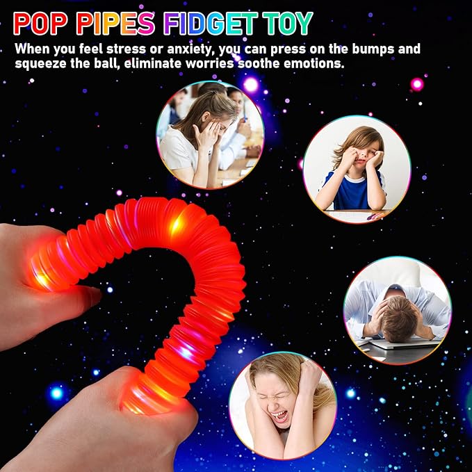 SCIONE 6 PCS Light up Party Favors Supplies for Kids 4-8-12, Bulk Glow Sticks Bracelet Necklace Accessories for Neon Birthday Return Gifts Treats, Valentines Goodie Bag Stuffer Fillers