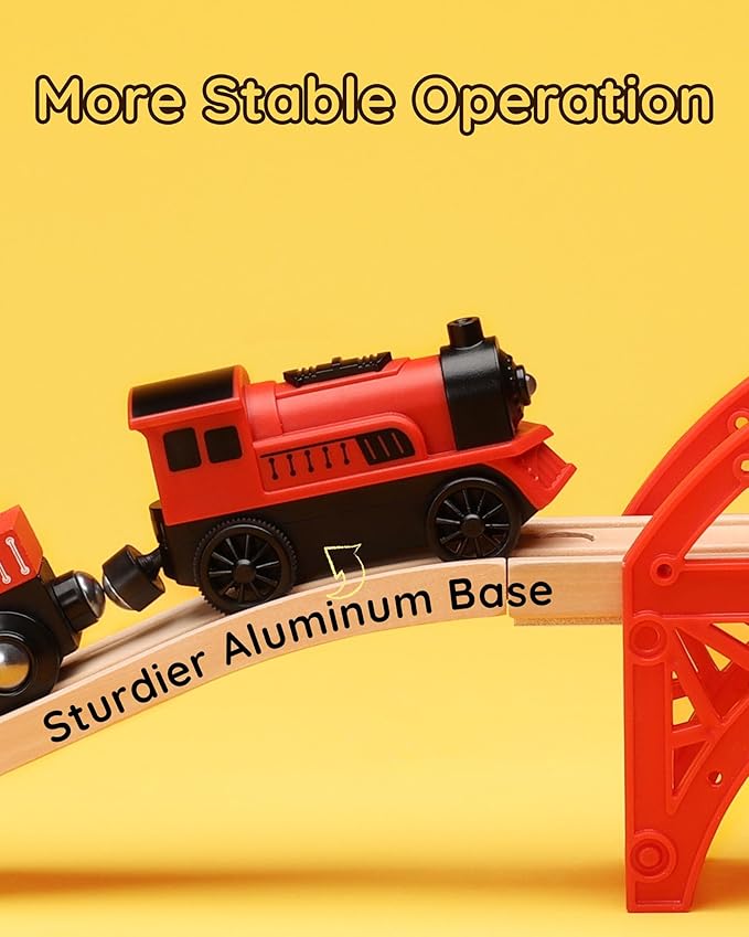 SainSmart Jr. Wooden Train Set Accessories, 2 PCS Motorized Train for Toddlers with Magnetic Connection, Battery Operated Train Compatible with All Major Brands, Gift for Kids Aged 3+