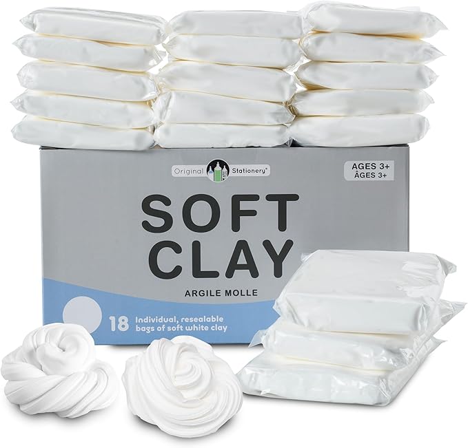 Original Stationery Soft Clay for Slime, XL White Modeling Clay for Art Crafts & Slime Fun, Add to Glue & Shaving Foam to Make Butter Slimes, 3.9lbs/1800 Grams
