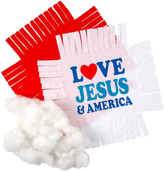 Love Jesus & America Fleece Tied Pillow Craft Kit, Makes 6