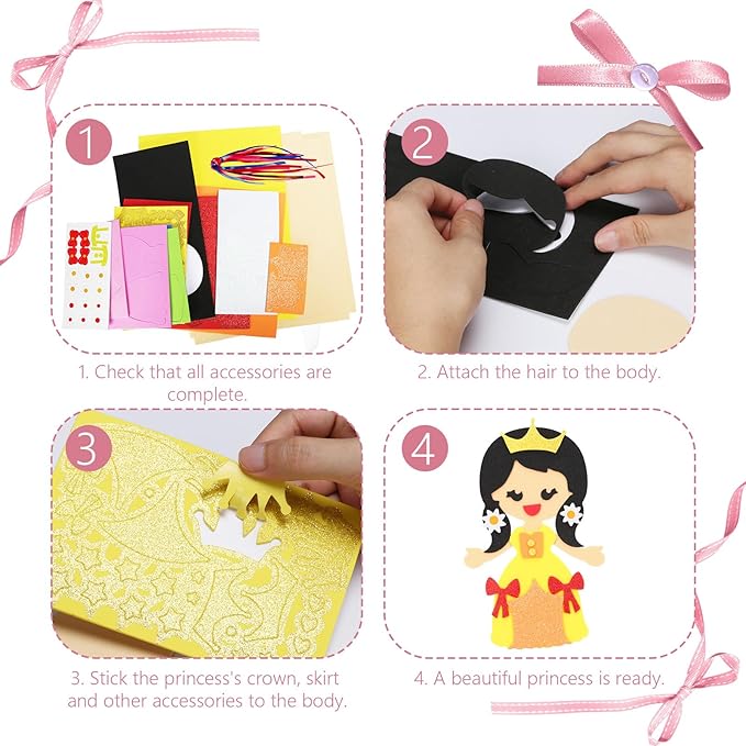 Fennoral 12 Pack Princess Craft for Kids Make Your Own Princess Foam Stickers DIY Arts and Crafts for Girls Art Activity Princess Themed Party Decoration Birthday Gifts