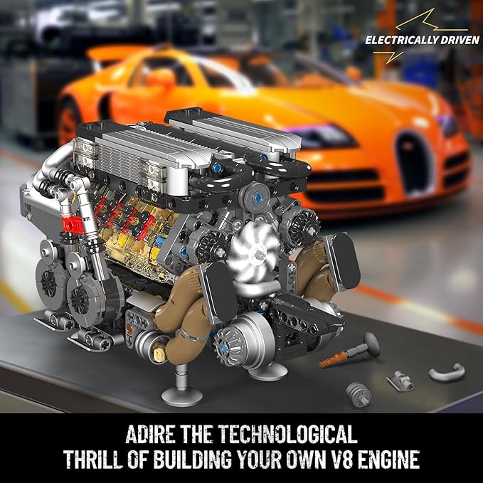 Mould King 10131 W16 Engine Building Blocks Sets, V8 Engine Model kit That Run, Build Your Own STEM Model Engine, 16-Cylinder Car Engine Building Engineering Toys for Kids/Adults Collections(952+PCS)