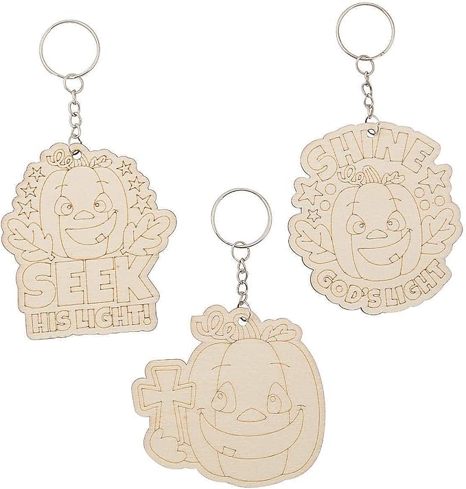 Fun Express Christian Pumpkin CYO Wood Keychains