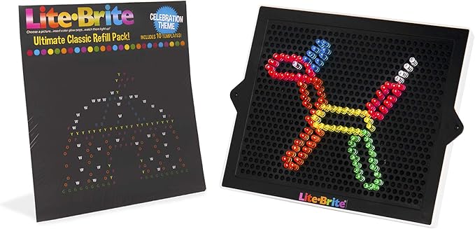 Lite Brite Ultimate Classic Refill Pack - Celebration Theme - 10 Reusable Templates - Amazon Exclusive, Black