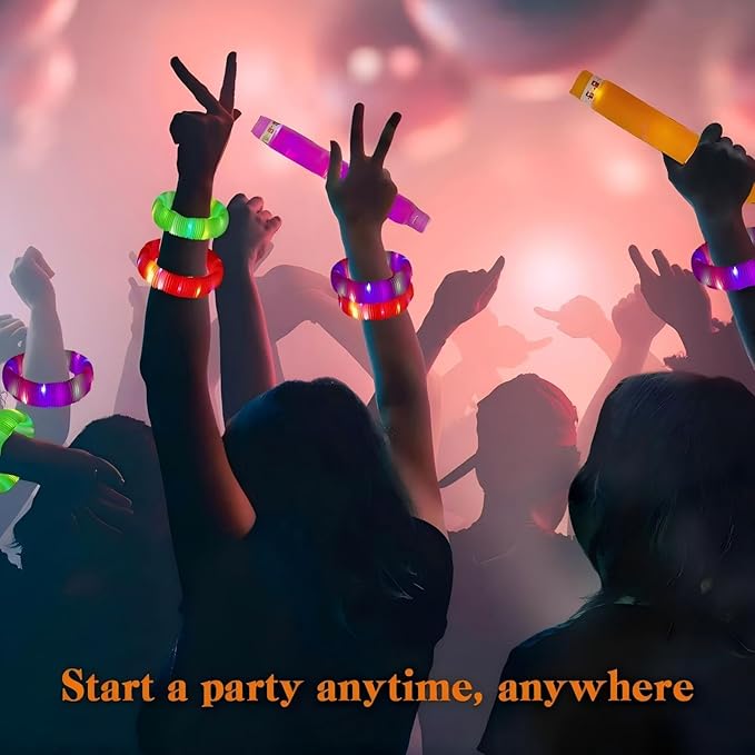 Light Up Glow Necklaces Bracelets Party Favors Accessories for Toddlers, Glow Sticks Pop Tubes for kids, Glow Birthday Camping Wedding Party Supplies Decorations for Boys Girls (Green 12-pack)