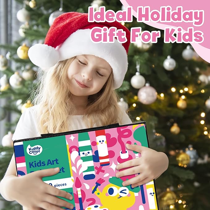 KIDDYCOLOR 80-Piece Kids Art Supplies Set, Portable Art Case with Gouache, Colored Pencils, Crayons, Markers for Boys & Girls Aged 3-12, Perfect Creative Gift for Children & Teens