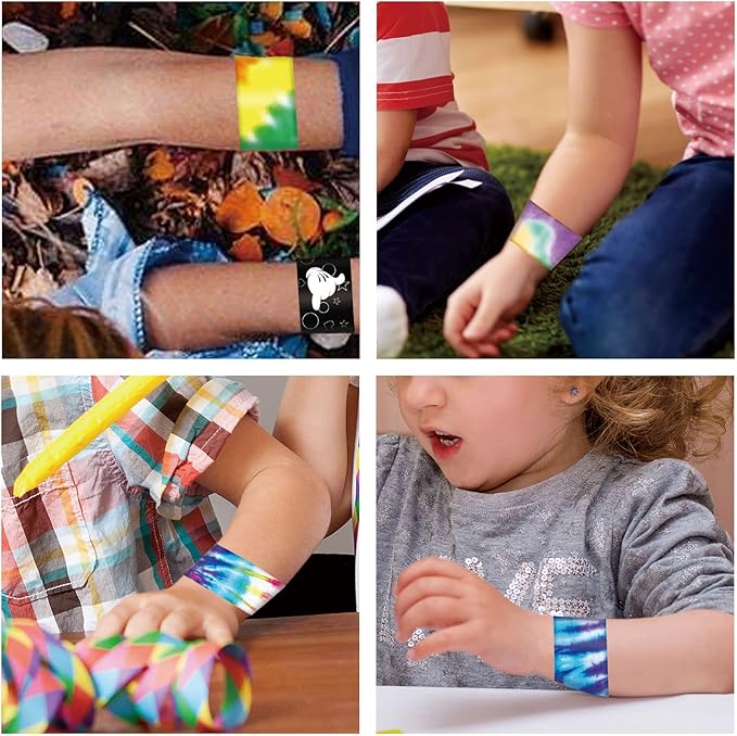 60PCS Tie Dye Party Favors Slap Bracelets, Groovy Wristbands Bracelets Goodie Bag Fillers for Tie Dye Birthday Decorations Supplies for Boys and Girls kids Adults