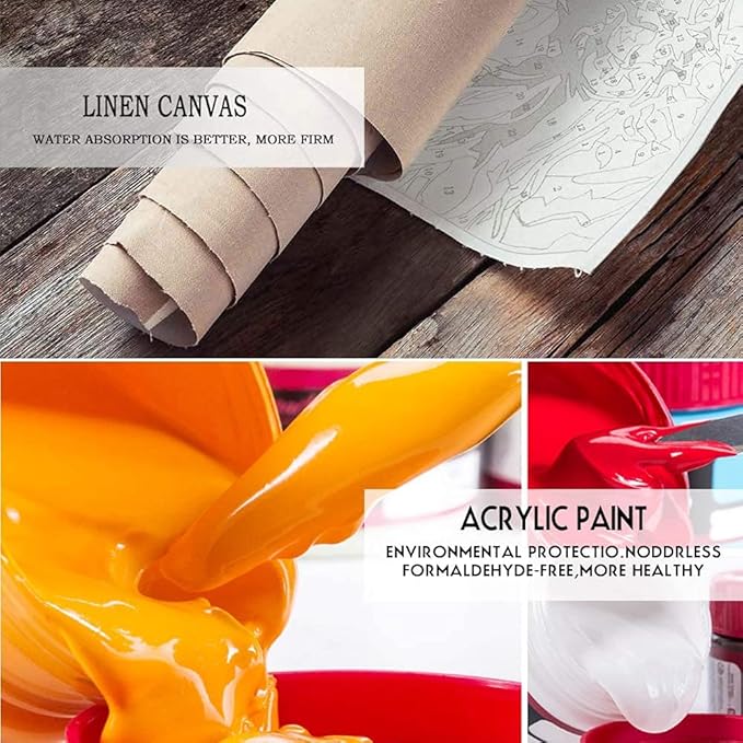 Rebotipy Paint by Numbers Kit for Adults, Virgin Mary Paint by Numbers, Urban Street Art Style Adult Paint by Numbers Kits on Canvas, 16X20 Inch Sunset Paint by Numbers for Adults Beginner Kids