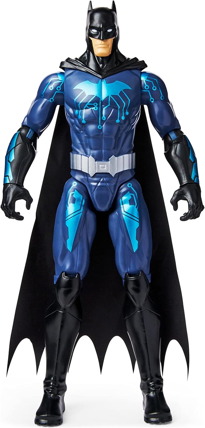 DC Comics Batman 12-inch Bat-Tech Batman Action Figure (Black/Blue Suit), Kids Toys for Boys Aged 3 and up