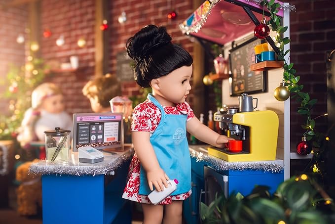 American Girl Truly Me 18-inch Doll Coffee Shop Playset with Pretend Espresso Machine and Cash Register, For Ages 6+