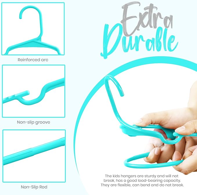 Utopia Home 20 Pack Kids Hangers - 11.5 Inch Plastic Baby Hangers for Closet - Childrens Hanger for Clothes & Infant Hanger for Closet - Ideal for Everyday Standard Use (Teal)