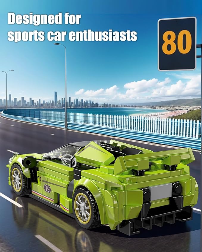 TYCOLE Super Sports Car Building Block Set with Display Case,Speed Race Car Building Kits Construction Toy,Collectible Car Model,Christmas Birthday Gift for Adults and Kids 6 and up(323pcs)