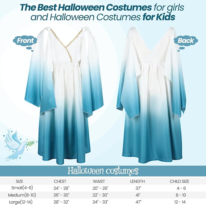 Foaincore 5 Pack Halloween Costumes Accessories Set Greek Goddess Costume Girls Kids Ancient Roman Dress Mental Snake Armband