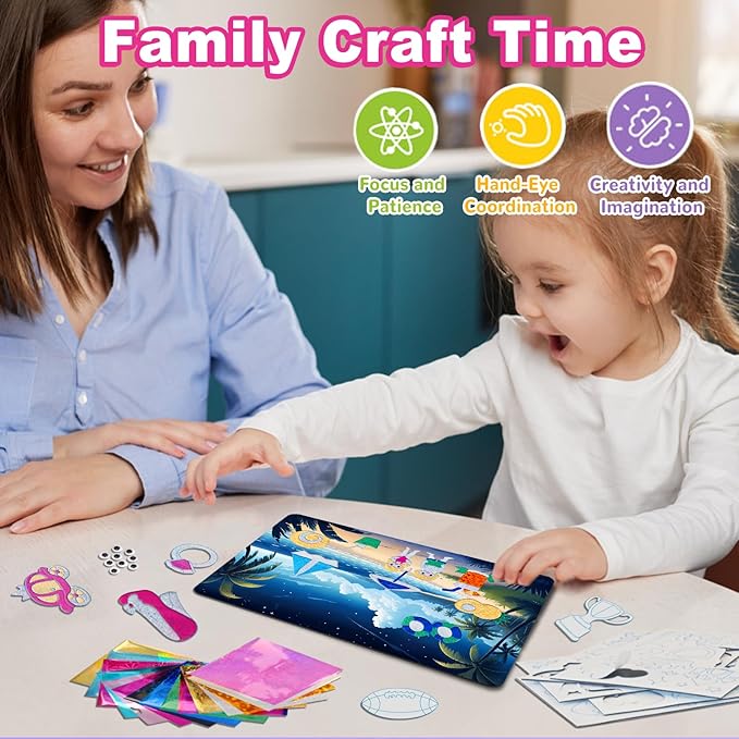 CVVDOOK 170 Foam Stickers Foil Art Fun Toys,Arts and Crafts Activity for Kids,12 Wonderful Themes: Princesses, Castles, Lighthouses, Sea, Sports, Sky,etc.Birthday or Christmas Gifts for Children