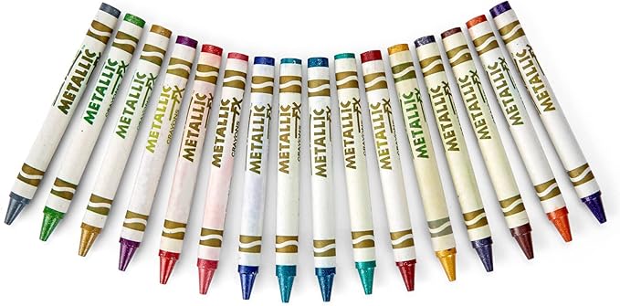 Crayola Metallic Crayons (16ct), Kids Crayons for Coloring and Drawing, Glitter, Shiny, and Unique Colors, Gift for Kids, Nontoxic, 3+