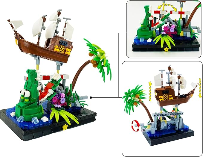 ENJBRICK Pirates Ship Building Kit Compatible with Lego for Adutls,Cute Animal Building Toy for Girls and Boys 8-14 Years Up 448 pcs