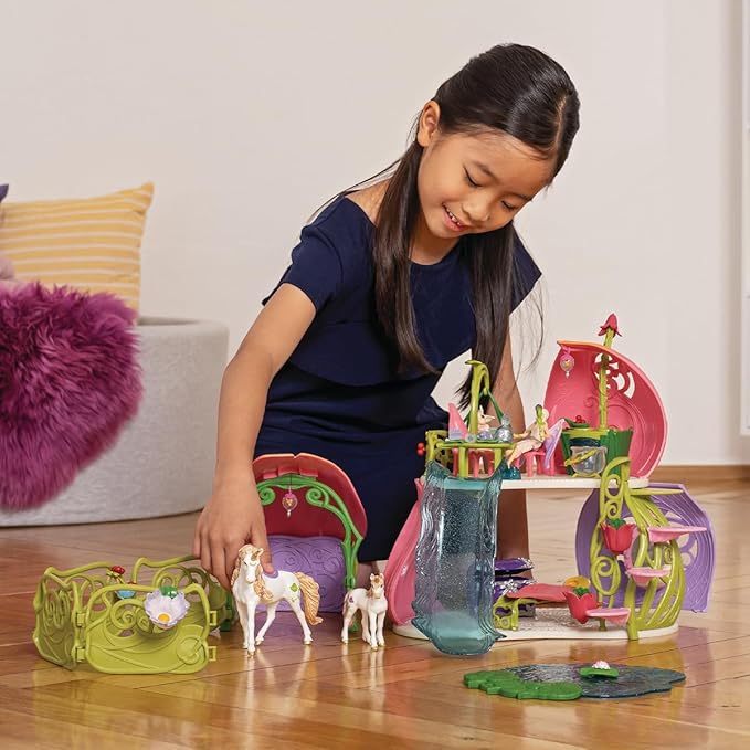 Schleich bayala, Fairy and Unicorn Gifts for Girls and Boys, Glittering Flower Dollhouse with Fairy, Unicorn, and Accessories, Ages 5+