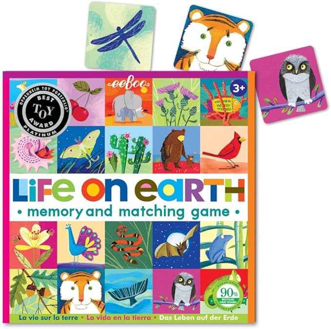 eeBoo: Life on Earth, Memory & Matching Game, Developmental and Educational, 24 Pairs to Match, Single or Multiplayer Function, for Ages 3 and up