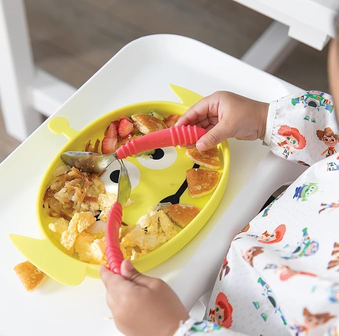 Bumkins Disney Toddler and Baby Suction Plate, Grip Dish for Babies and Kids, Baby Led Weaning, Feeding Supplies, Sticks to Tables and Highchairs, Platinum Silicone, for Children 6 Months, Toy Story