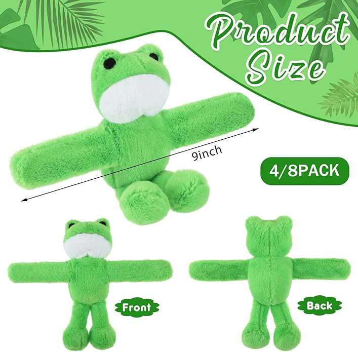 Deekin 10 Inch Stuffed Animal Slap Bracelets Plush Animals Slap Band Cute Snap Bracelet Jungle Themed Animal Huggers for Party Birthday Favor