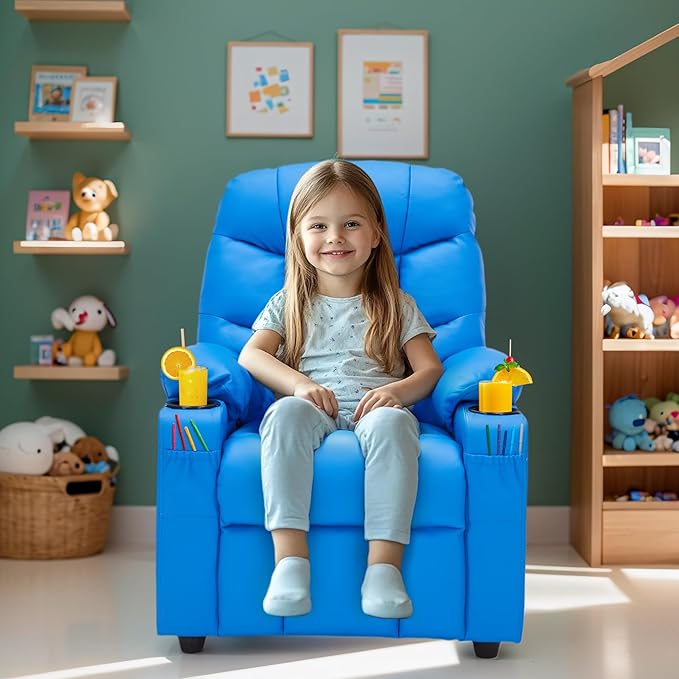 Marshmallow Larger Kids Reclining Chair Leather Recliner Sofa Children Ages 3-12