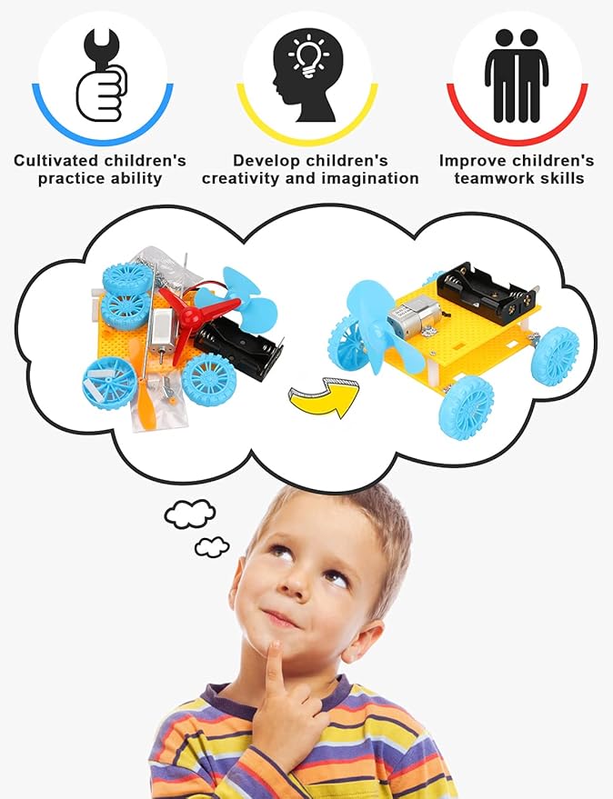 Poraxy 5 Set STEM Science Kits for Kids Ages 8-12, Robotics Model Car, Toys for Ages 8-13, Building Engineering Experiment Projects, Birthday Gifts for Boys Girls 6 7 8 9 10 11 12 13 Year Old