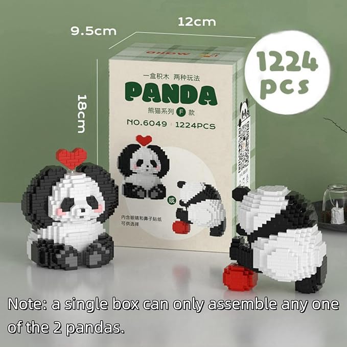 QMEAKMONY Mini Building Blocks Panda Sets Cute Micro Mini Panda Building Bricks for Adults Micro Nano Bricks Perfect Party Favors for Teenagers(1224 PCS)