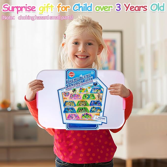 YongnKids Sensory Bin for Girls Kids,54 Pcs Ice Cream Cake Play Sand Art Kit with 2.2lb Color Sands/ 12 Cake Molds/Tools/Sandbox -Fun Sand Toys Birthday for Girls Toddler 3 4 5 6 Years Old