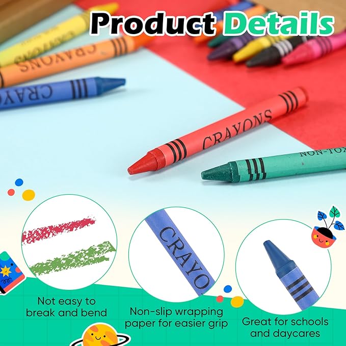 Crayons Bulk 8 Different Color Crayon Wrapped Wax Mini Boxes Bulk Party Favors Packs for Classroom Home Birthdays School Teachers(50 Packs)