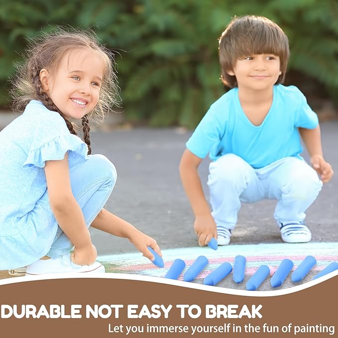 Fulmoon 40 Pcs Jumbo Sidewalk Chalk for Kids Outdoor Art Non Toxic Large Washable Street Chalk for Adults Drawing Painting Graffiti Classroom(Blue,Sharp Style)