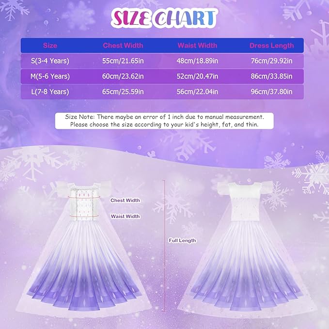 Princess Dresses for Girls, Light Up Princess Dress Up Cloths for Girls, Frozen Costumes for Girls Christmas
