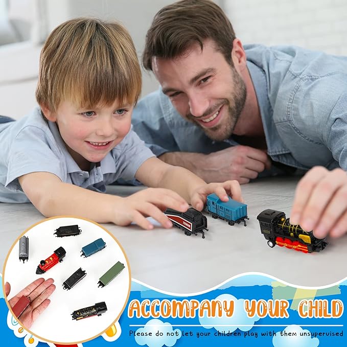 Hanaive 2 Sets Train Toys Small Alloy Retro Simulation Steam Pull Back Train Model Diecast Locomotive for Boys Girls Birthday Party Favor Classroom School Reward Gifts