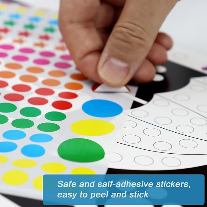 MAYAPHILOS 12 Patterns Fun Puzzle Dot Stickers Toys for Kids, DIY Cute Cartoon Animal Mosaic Art Kits for Girls Boy, Class Painting Craft Kit Christmas Birthday Gift