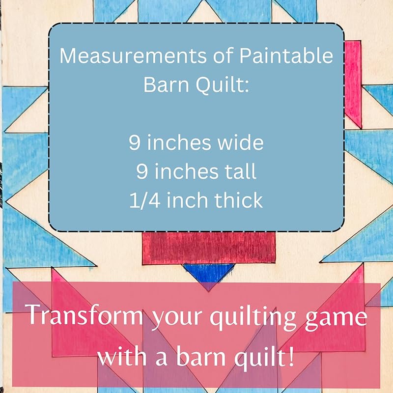 Patriotic Wooden Barn Quilt Kit, DIY Craft Painting Kit for Adults, America Barn Quilts Sign Block (9 inches, Flag with Star)