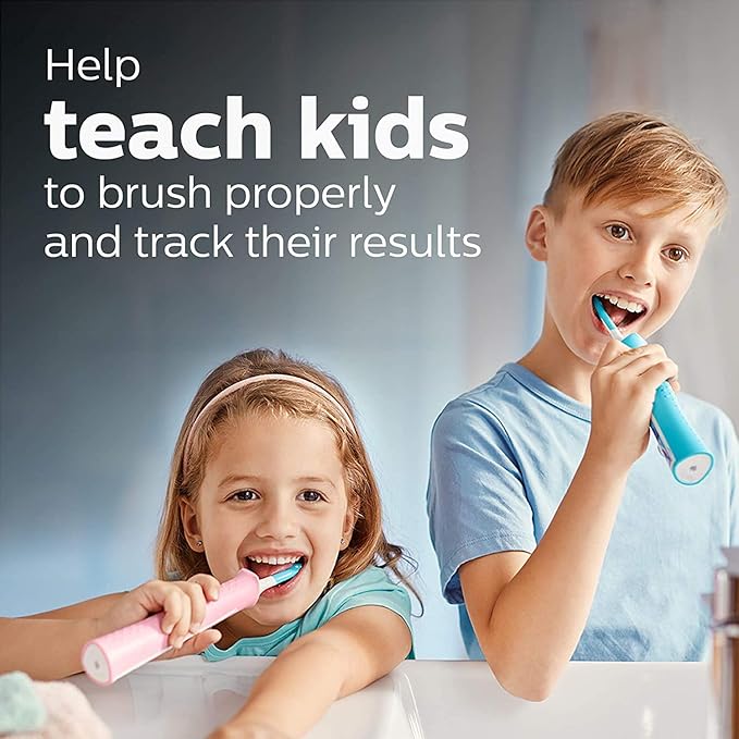 Philips Sonicare for Kids 3+ Bluetooth Connected Rechargeable Electric Power Toothbrush, Interactive for Better Brushing, Pink, HX6351/41