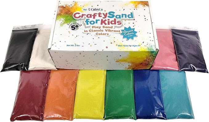 CuteyCo Crafty Sand for Kids - 10 Colors: 3 lbs of Vibrant Craft Sand & Play Sand