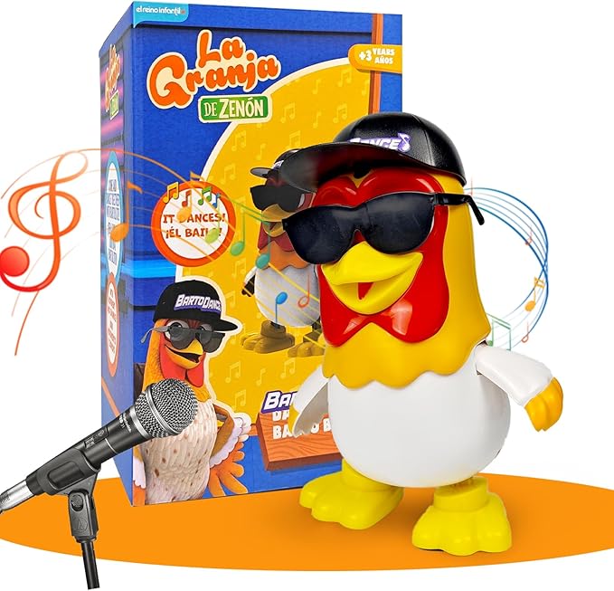 TOYMAKER La Granja de Zenon Black Hats Bartolito Chicken Baby Toys Dancing Toddlers Toys，Music Kids Interactive Early Learning Educational Toys for 1 2 3 4 Year Old Boys Girls Birthday and Christmas